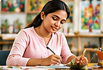 Learner working on a short-term art course